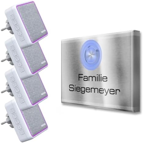 Metzler Kabellose Funkklingel - Hohe Reichweite & Wasserfest - Edelstahl Design für Wohnräume - 2 Empfänger