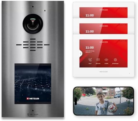 Metzler HD-Türsprechanlage mit App-Steuerung, vandalismussicher für 1-500 Parteien, elegantes Design in Verkehrsweiß RAL