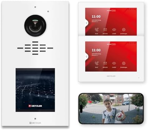 Metzler HD-Türsprechanlage mit App-Steuerung, vandalismussicher für 1-500 Parteien, elegantes Design in Verkehrsweiß RAL
