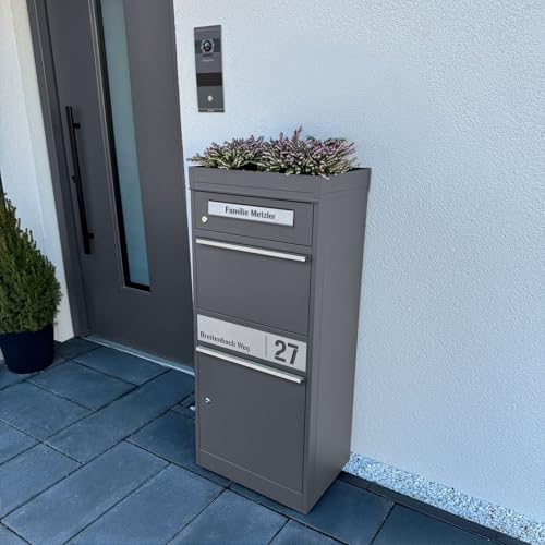 Metzler Briefkasten mit Paketfach, abschließbar, wetterfest und personalisierbar - ideal für Garten und Eingangsbereich