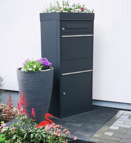 Metzler Briefkasten mit Paketfach, abschließbar, wetterfest und personalisierbar - ideal für Garten und Eingangsbereich