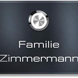 Metzler Edelstahl Aufputz Türklingel mit Gravur - Einfache Montage & anthrazit Pulverbeschichtung für moderne Eingänge -