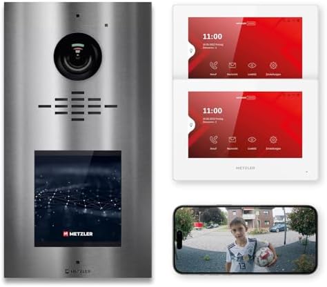 Metzler HD-Türsprechanlage mit App-Steuerung, vandalismussicher für 1-500 Parteien, elegantes Design in Verkehrsweiß RAL