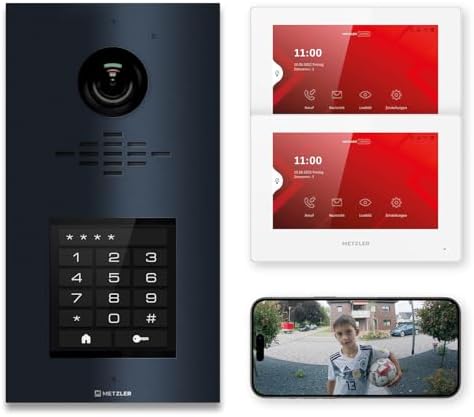 Metzler HD-Türsprechanlage mit App-Steuerung, vandalismussicher für 1-500 Parteien, elegantes Design in Verkehrsweiß RAL