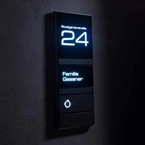 Metzler Design Edelstahl Türklingel mit LED-Beleuchtung – Austauschbares Namensschild für individuelle Beschriftung – Mo