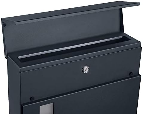 SONGMICS XXL Briefkasten mit Zeitungsfach – moderner, abschließbarer Postkasten für Ihren Vorgarten, anthrazit, einfache