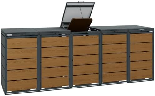 Mülltonnenbox 4er für 120 Liter | Golden Oak | Wetterfeste Mülltonnenverkleidung für den Garten