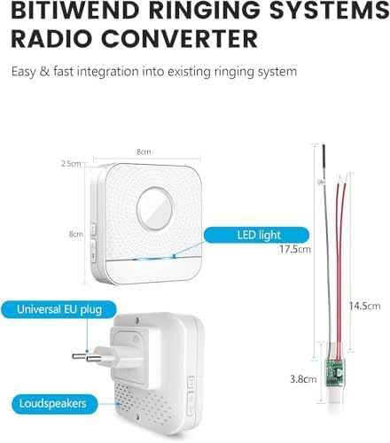 BITIWEND Funk Signalweiterleitung Set – Türklingel Erweiterung 3-24V AC/DC mit Empfänger für optimale Reichweite zuhause