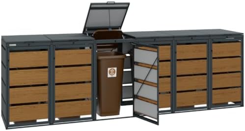 Mülltonnenbox 4er für 120 Liter | Golden Oak | Wetterfeste Mülltonnenverkleidung für den Garten