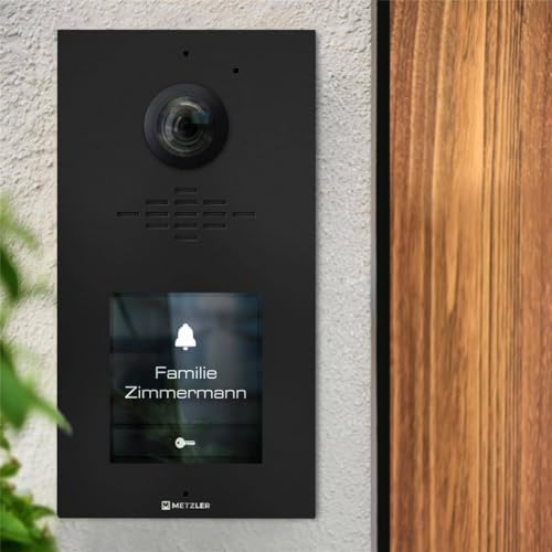 Metzler HD-Türsprechanlage mit App-Steuerung, vandalismussicher für 1-500 Parteien, elegantes Design in Verkehrsweiß RAL