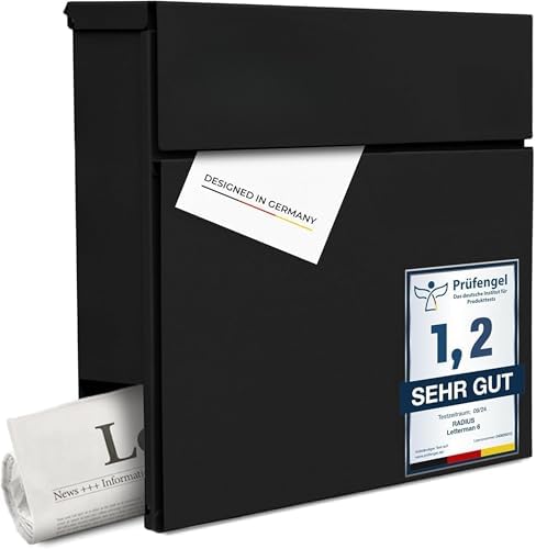 Radius Designer Briefkasten Anthrazit – Personalisierbar mit Lasergravur – Edelstahl V2A für Ihr Zuhause – 10 Jahre Gara