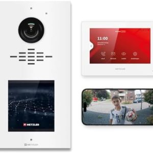 Metzler HD-Türsprechanlage mit App-Steuerung, vandalismussicher für 1-500 Parteien, elegantes Design in Verkehrsweiß RAL