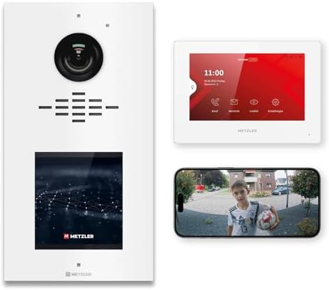 Metzler HD-Türsprechanlage mit App-Steuerung, vandalismussicher für 1-500 Parteien, elegantes Design in Verkehrsweiß RAL