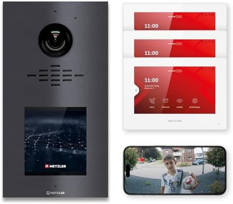 Metzler HD-Türsprechanlage mit App-Steuerung, vandalismussicher für 1-500 Parteien, elegantes Design in Verkehrsweiß RAL