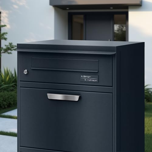 Metzler Edelstahlschild mit Briefsymbol für Paketboxen - Hochwertige Kennzeichnung in Anthrazit RAL 7016
