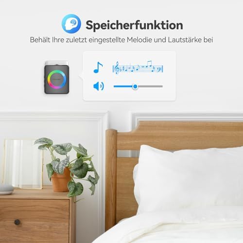 TECKNET Funkklingel Set – Wasserdichte Türklingel für Außen, 400m Reichweite, 60 Melodien und LED-Blitz