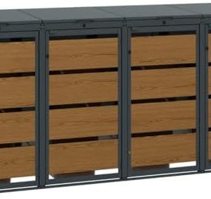 Mülltonnenbox 4er für 120 Liter | Golden Oak | Wetterfeste Mülltonnenverkleidung für den Garten