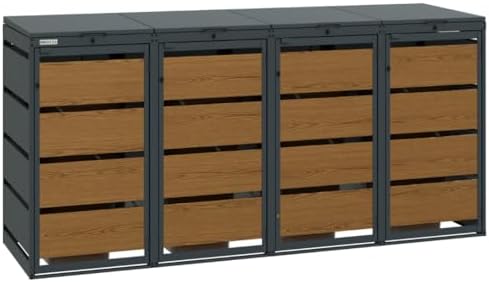 Mülltonnenbox 4er für 120 Liter | Golden Oak | Wetterfeste Mülltonnenverkleidung für den Garten