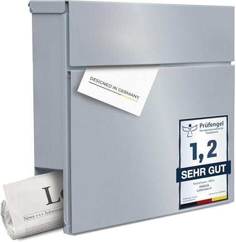 Radius Designer Briefkasten Anthrazit – Personalisierbar mit Lasergravur – Edelstahl V2A für Ihr Zuhause – 10 Jahre Gara