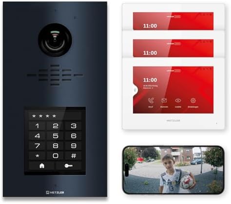 Metzler HD-Türsprechanlage mit App-Steuerung, vandalismussicher für 1-500 Parteien, elegantes Design in Verkehrsweiß RAL