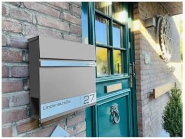 Metzler Briefkasten Anthrazit mit Zeitungsfach - personalisierter Wandbriefkasten aus massivem Stahl | Modell Stencil 2