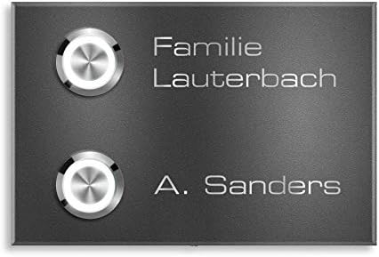 Metzler Edelstahl Aufputz Türklingel mit Gravur - Einfache Montage & anthrazit Pulverbeschichtung für moderne Eingänge -