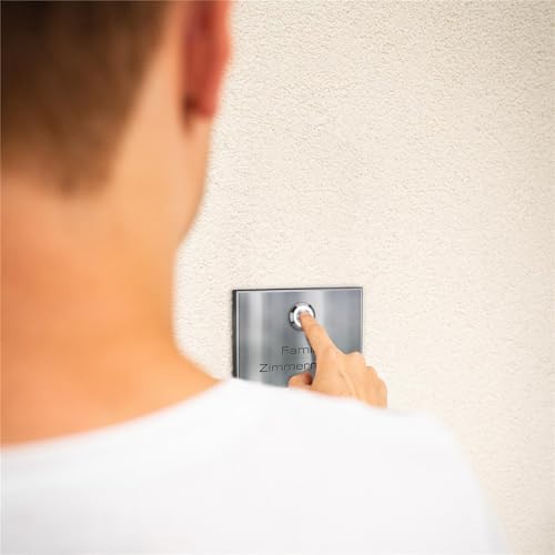 Metzler Kabellose Funkklingel - Hohe Reichweite & Wasserfest - Edelstahl Design für Wohnräume - 2 Empfänger