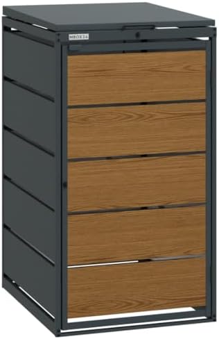 Mülltonnenbox 4er für 120 Liter | Golden Oak | Wetterfeste Mülltonnenverkleidung für den Garten