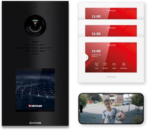 Metzler HD-Türsprechanlage mit App-Steuerung, vandalismussicher für 1-500 Parteien, elegantes Design in Verkehrsweiß RAL