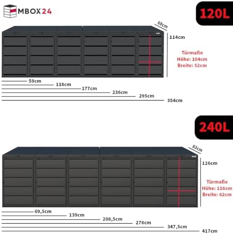 Mülltonnenbox 4er für 120 Liter | Golden Oak | Wetterfeste Mülltonnenverkleidung für den Garten