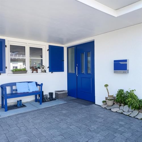 Siebert Metzler Briefkasten Basaltgrau RAL7012 mit Zeitungsfach & Edelstahl Namensschild – langlebig & modern für Ihr Zu