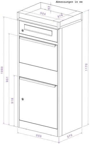 Metzler Briefkasten mit Paketfach, abschließbar, wetterfest und personalisierbar - ideal für Garten und Eingangsbereich