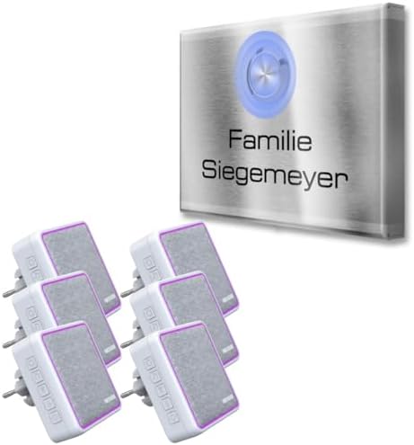 Metzler Kabellose Funkklingel - Hohe Reichweite & Wasserfest - Edelstahl Design für Wohnräume - 2 Empfänger