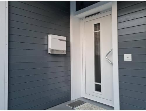 Siebert Metzler Briefkasten Basaltgrau RAL7012 mit Zeitungsfach & Edelstahl Namensschild – langlebig & modern für Ihr Zu