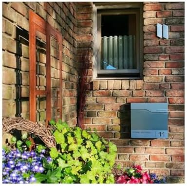 Siebert Metzler Briefkasten Basaltgrau RAL7012 mit Zeitungsfach & Edelstahl Namensschild – langlebig & modern für Ihr Zu