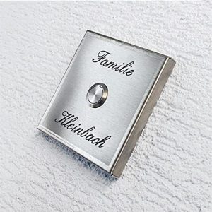 Metzler Edelstahl Funkklingel mit hoher Reichweite - Quadratische, gravierbare Türklingel für jedes Zuhause - 10 x 10 cm