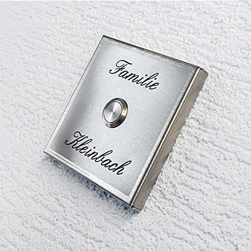 Metzler Edelstahl Funkklingel - Quadratische Kabellose Türklingel mit Hoher Reichweite - Ideal für Eingangsbereiche - An