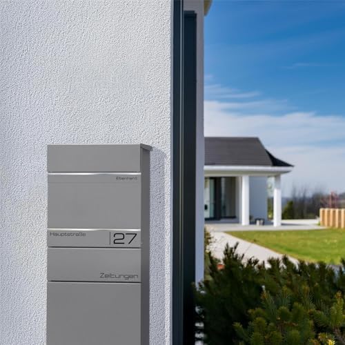 Metzler Standbriefkasten anthrazit RAL 7016 - Wetterfest mit Namensschild & Zeitungsfach | Perfekt für jeden Außenbereic