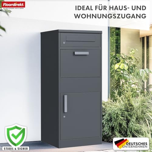 Floordirekt Paketbriefkasten XXL rostfrei und modern mit Zylinderschloss - perfekte Postlösung für Ihr Zuhause