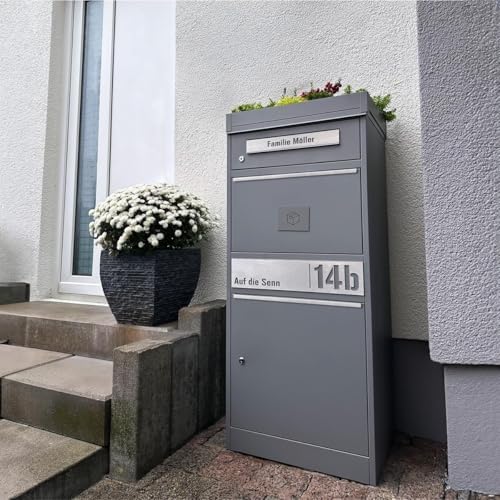 Metzler Briefkasten mit Paketfach, abschließbar, wetterfest und personalisierbar - ideal für Garten und Eingangsbereich