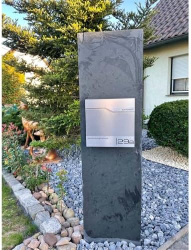 Siebert Metzler Briefkasten Basaltgrau RAL7012 mit Zeitungsfach & Edelstahl Namensschild – langlebig & modern für Ihr Zu