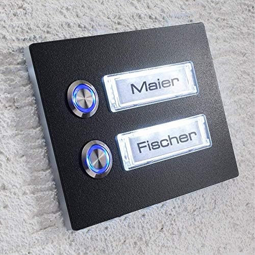 Metzler® Türklingel für 2 Parteien – LED-Taster, IP67, anthrazit RAL 7016, langlebig und einfach zu montieren