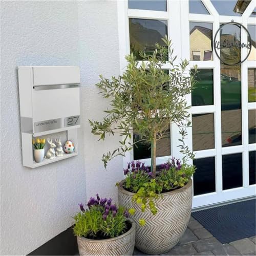 Metzler Briefkasten Anthrazit mit Zeitungsfach - personalisierter Wandbriefkasten aus massivem Stahl | Modell Stencil 2