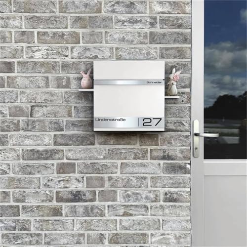 Metzler Briefkasten Anthrazit mit Zeitungsfach - personalisierter Wandbriefkasten aus massivem Stahl | Modell Stencil 2