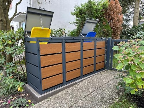 Mülltonnenbox 4er für 120 Liter | Golden Oak | Wetterfeste Mülltonnenverkleidung für den Garten