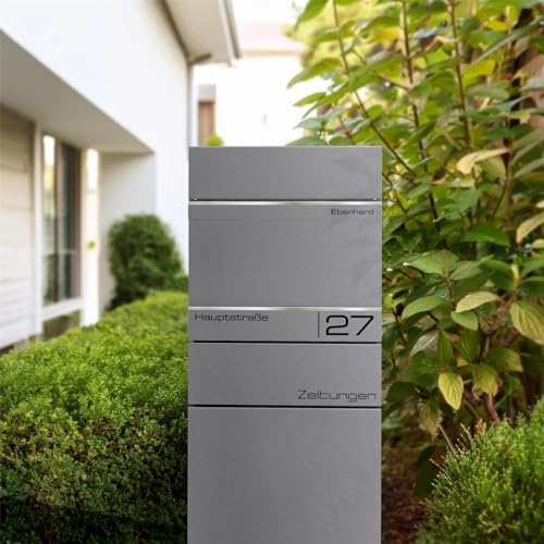 Metzler Standbriefkasten anthrazit RAL 7016 - Wetterfest mit Namensschild & Zeitungsfach | Perfekt für jeden Außenbereic