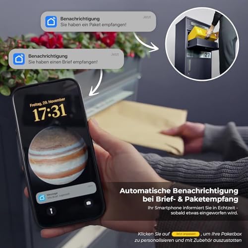 Metzler Briefkasten mit Paketfach, abschließbar, wetterfest und personalisierbar - ideal für Garten und Eingangsbereich