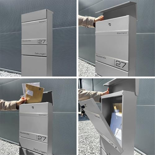 Metzler Standbriefkasten anthrazit RAL 7016 - Wetterfest mit Namensschild & Zeitungsfach | Perfekt für jeden Außenbereic