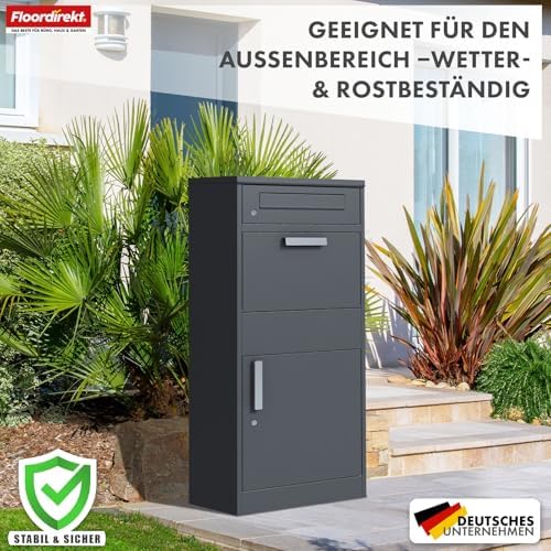 Floordirekt Paketbriefkasten XXL rostfrei und modern mit Zylinderschloss - perfekte Postlösung für Ihr Zuhause