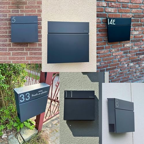 Radius Designer Briefkasten Anthrazit – Personalisierbar mit Lasergravur – Edelstahl V2A für Ihr Zuhause – 10 Jahre Gara